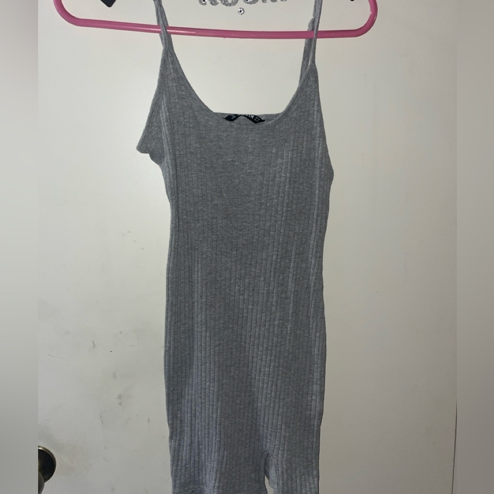 SHEIN Gray Ribbed Mini Dress